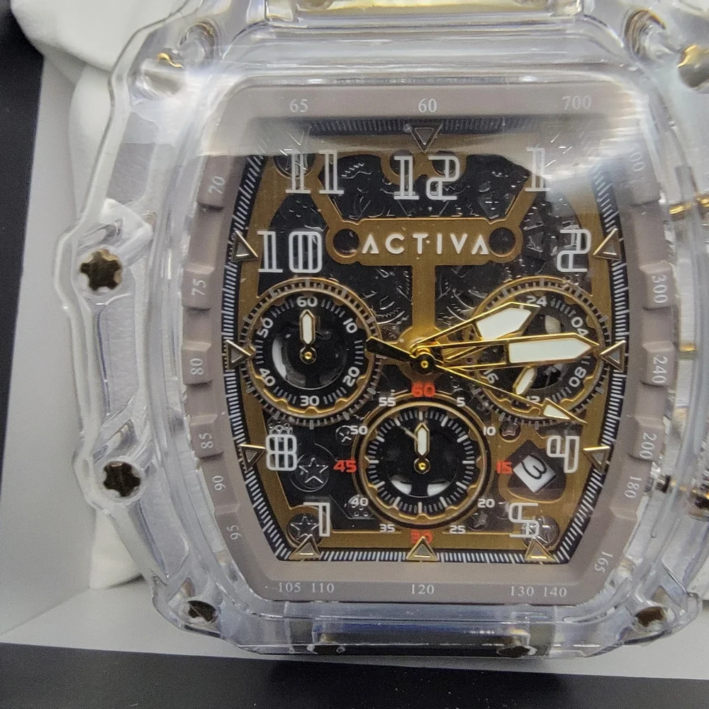 Activa Fury Tranparent Men's Watch Skeleton Dial 44.3mm Chronograph ACW2305-024